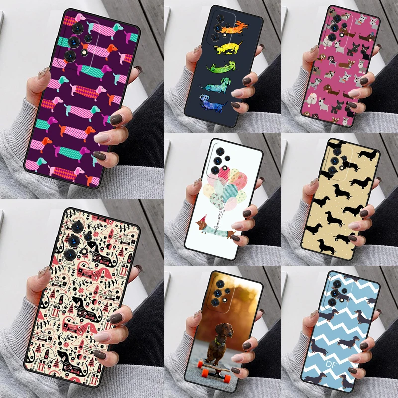Custodie Per Telefoni Dachshund E Flower Funda Per Samsung Galaxy A13 A53 A73 A12 A22 A32 A52 A51 A71 A80 A91 Coque