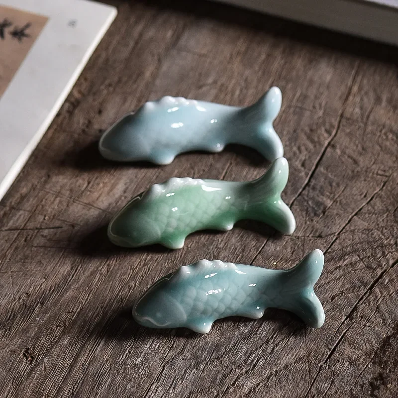 Tea Pet Ornaments The Ru Kiln Iln Carp Mini Clay Tea Pet Ceramic Tea Decoration Lovely Porcelain Living Room Figurines & Miniatures Home Decor
