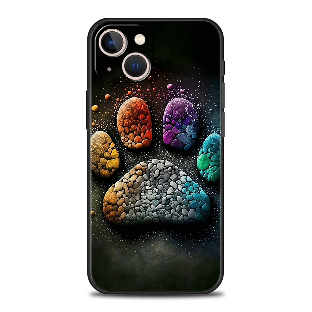 Hund Fußabdruck Pfote süße Handyhülle für iPhone 16 15 14 13 12 Pro Max XR XS 11 7 8 Plus stoßfeste Silikon Soft Shell Capas – Detail 4