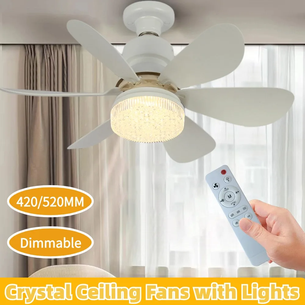 E27 Ceiling Fan with Light Silent Electric Fan Ceiling Lamp With Remote Control Ceiling Fans Lights for Living Room Ceiling Ligh