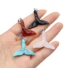 Natural Stone Whale Tail Pendant Random Color Send New Style for Jewelry Making DIY Necklace Women Gifts 2