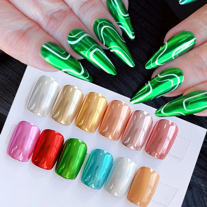 Nail glitter powder silver rose gold chrome dust pigment metallic effect uv gel polish nail decoration