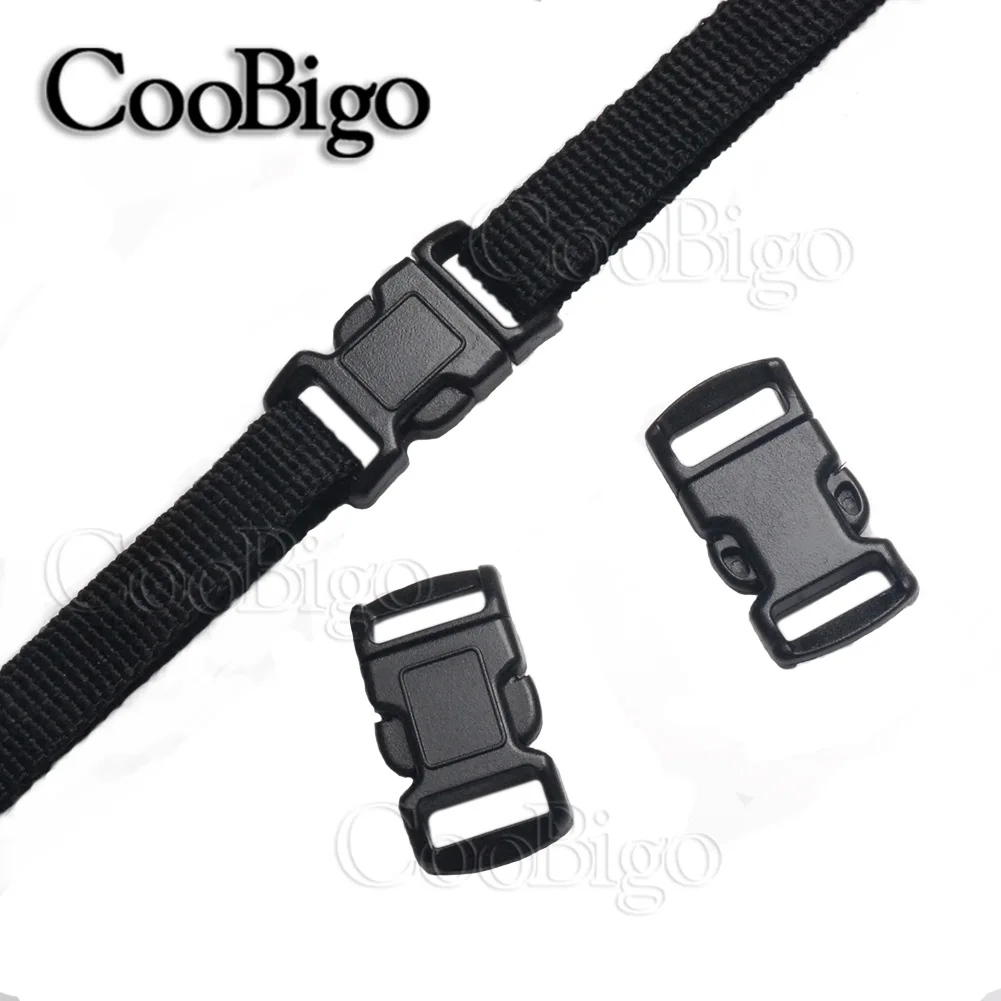 10mm Mini Side Release Buckles for Paracord Bracelet Survival Wristband Outdoor Backpack Strap Webbing Accessories Plastic 12pcs