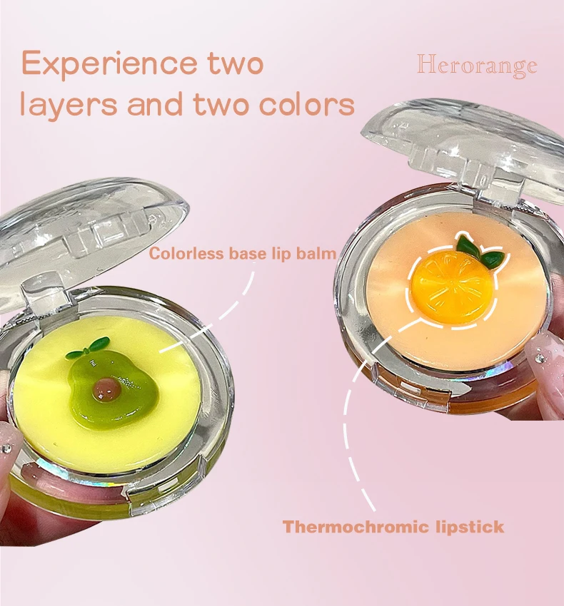 Fruit 2-in-1 temperatuurveranderende lippenstift make-up plaat met dubbele laag transparante basis, hydraterende lippenbalsem en actieve lippenmake-up._voghion.com