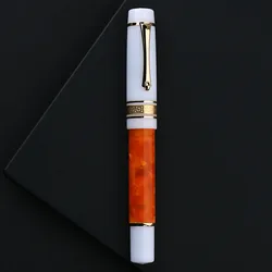 Elegant MAJOHN M400 Fountain Pen with Silver Nib and Ink Converter - Premium Resin Writing Instrument - 0.7mm (Yellow)