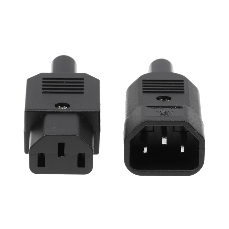 Power Cable 16A 250V IEC Straight Cable Plug Connector C13 C14 Female Male Plug Rewirable 3 Pin AC Socket Industrial