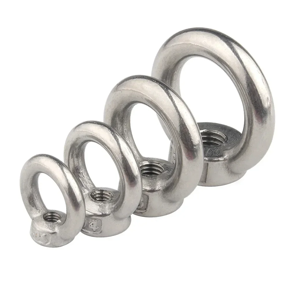 1-2Pcs Lifting Eye Nuts Screw Ring Eyebolt Ring Hooking Nut Screws M3 M4 M5 M6 M8 M10 M12 304 Stainless Steel