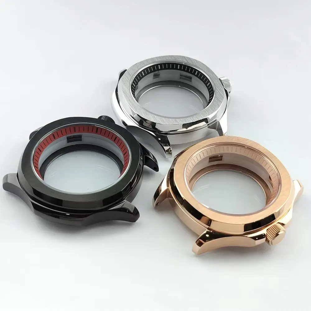 Elegant Men's Watch Case with Sapphire Glass, 39.5mm, 5-Bar Water Resistance, for 28.5mm Dial Accessories