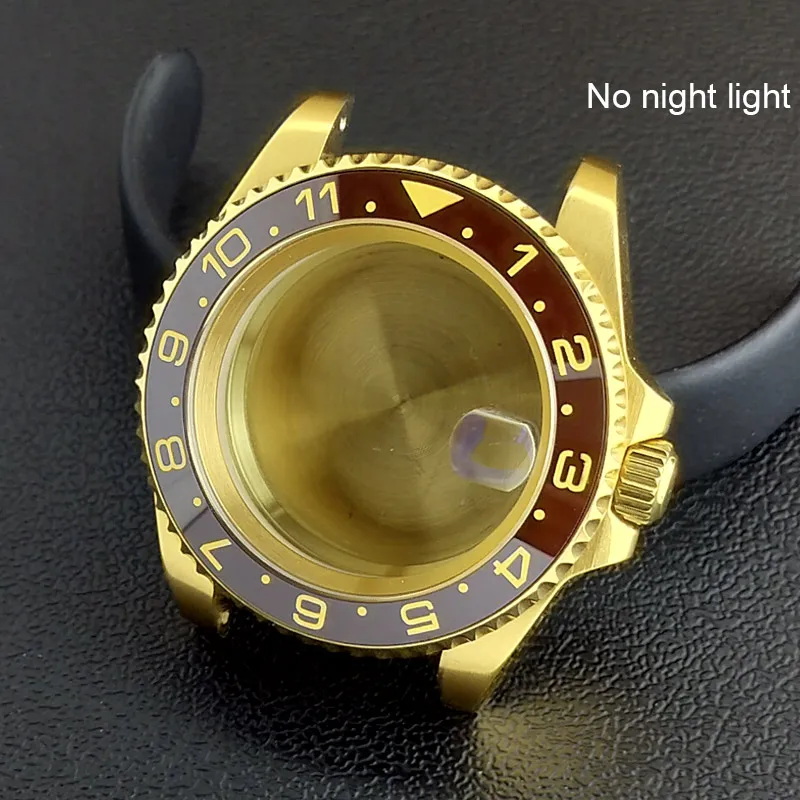 40MM Sapphire Glass GMT Bidirectional Rotation Watch Case with Accessories