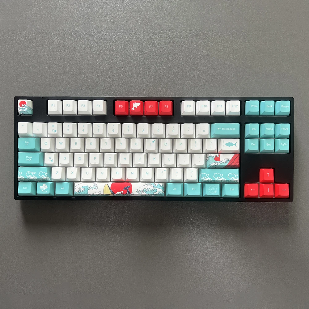 Coral Sea Keycap para Teclado Mecânico Perfil Cereja Pbt Sublimação de Corante Interruptor mx 6.25u 7u Espaço Iso Enter 135 Chaves