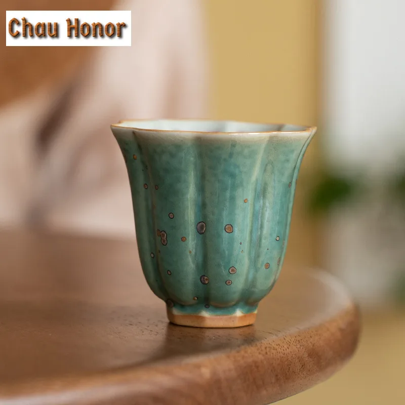 70ml Boutique Green Glaze Kiln Change Ceramics Teacup Handmade Household Kung Fu Tea Set Tea Ceremony Drinkware Accessories Gift