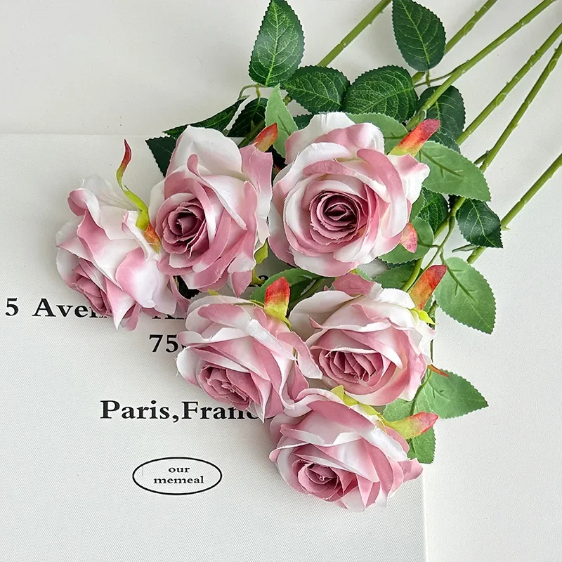 20 Rose Artificiali Con Stelo Lungo - Fiori Finti In Seta Realistici - Bouquet Per Matrimonio, Centrotavola E Decorazione Casa - Colore Bianco E Blu Reale - Altezza 51 Cm