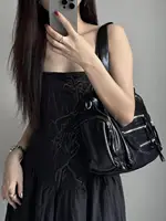 JIAERDI Vintage noir sacs à bandoulière sac à main femmes haute rue poche Chic Y2k sac à main femme Harajuku décontracté sacs à bandoulière 2025 3