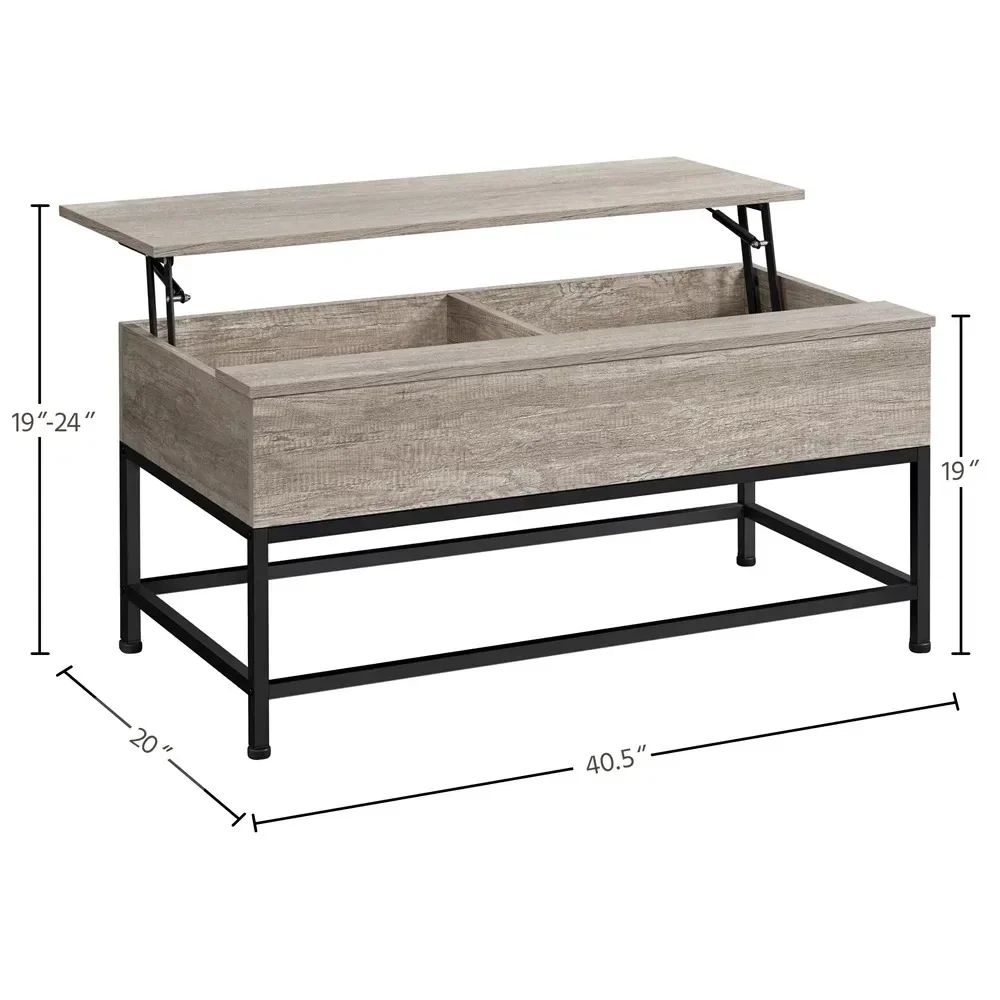 Wood and Metal Lift Top Coffee Table, Rustic Gray 4