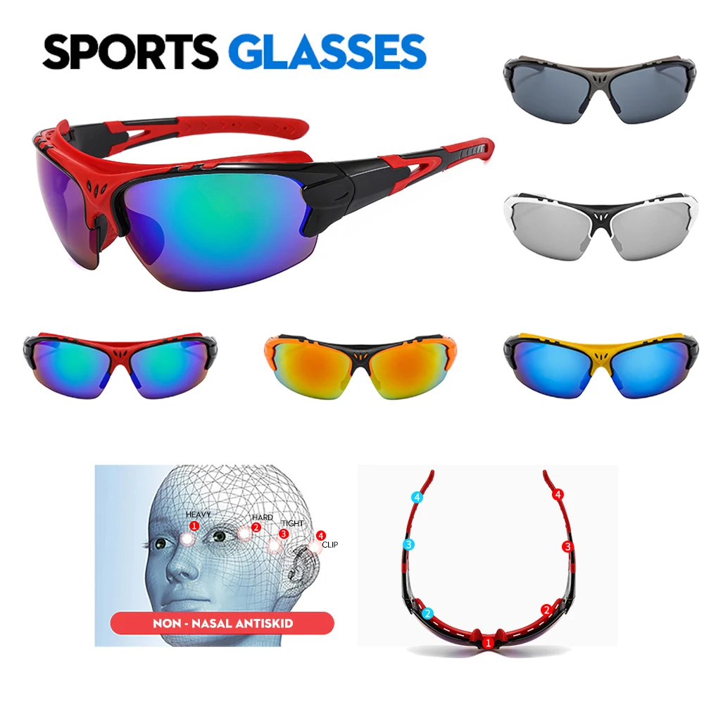 

2023 Outdoor Anti-wind Sports Sunglasses Eyewear Colorful Sports Cycling Fashion Brand Design Bicycle Men Women Personality