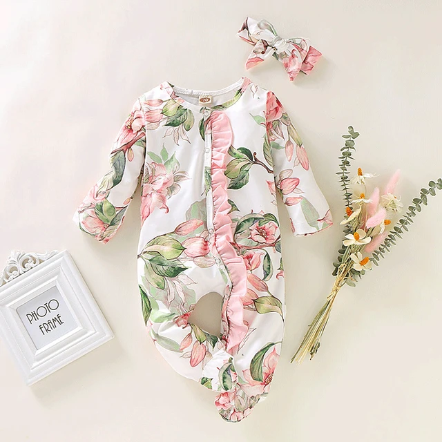 Ropa de bebé niña recién nacida, 0, 3, 6, 9 meses, vintage, floral, de  algodón, con volantes, pelele infantil, conjunto de Mono para bebé niña,  cumpleaños - AliExpress