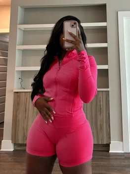 Sporty Shorts Outfit Set Sexy Women Skinny Two Pieces Club Matching Set Casual Tracksuit 1