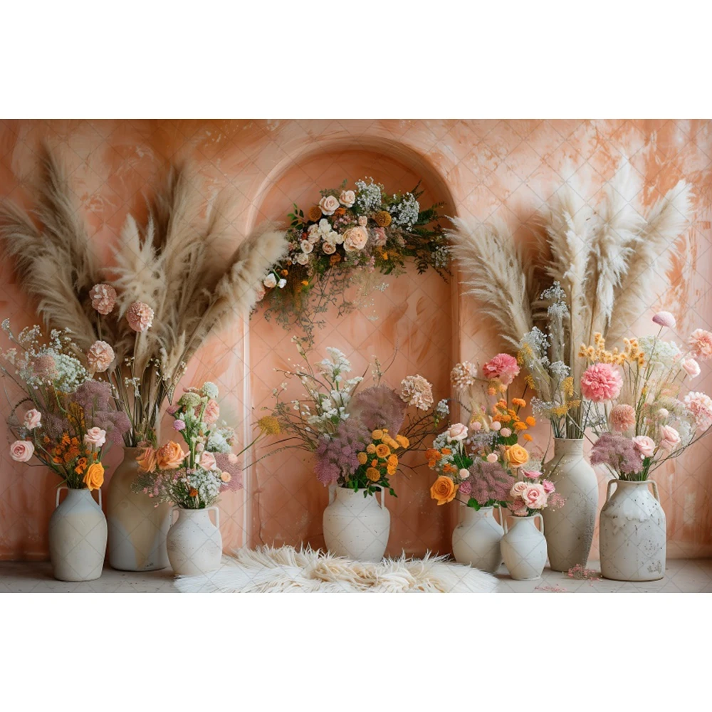 Photography Background Retro Boho Floral Pampas Kid Birthday Party Wedding Pregnant Portrait Decor Photo Backdrop Studio 5