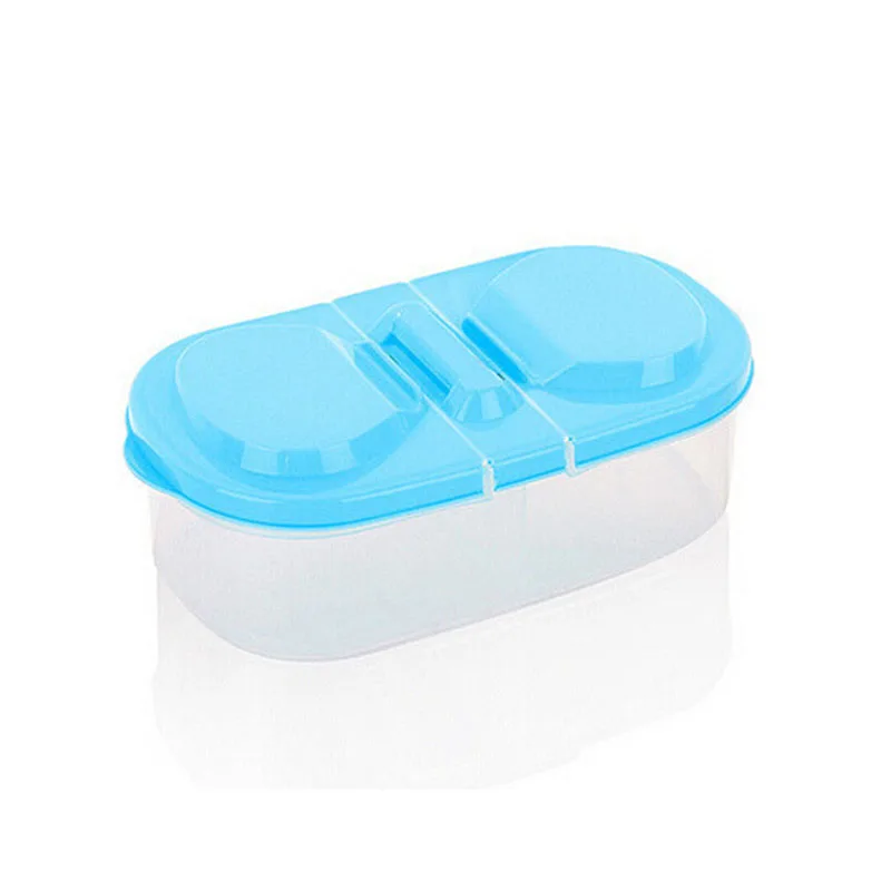 Caja de almacenamiento de alimentos con cubierta de doble compartimento, refrigerador de cocina multifunción portátil, lata de plástico sellada de grano MISCELÁNEA