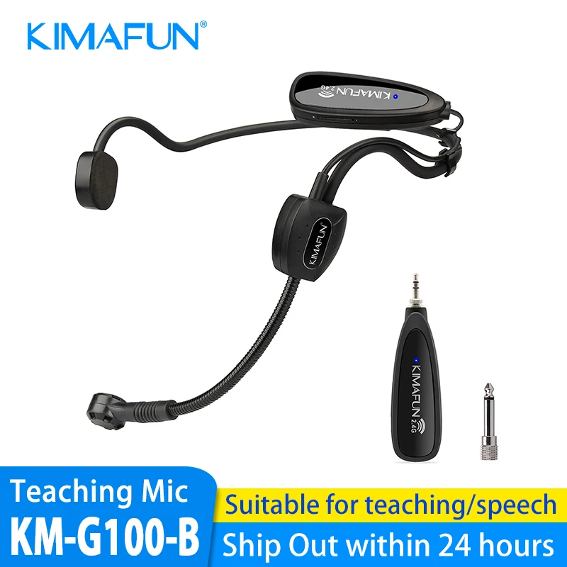 KIMAFUN 2.4G Wireless Microphone Headset 30M Wireless Mini Lavalier  Microphone System for Voice Amplifier Stage Speakers Teacher