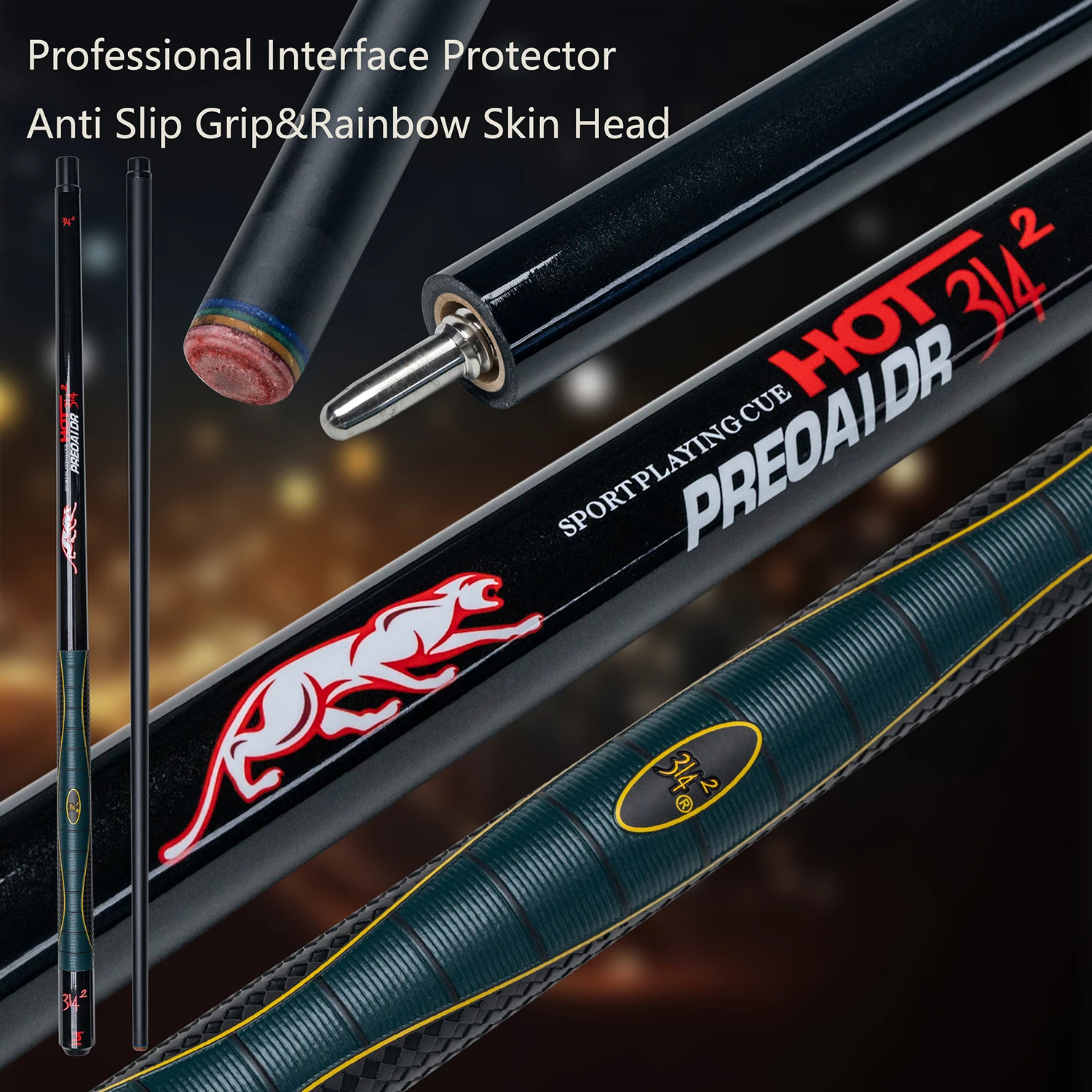 13mm Pool Cue Professional Carbon Billiard Cue Slip Resistant Grip Quick Connect Joint Ideal for Nine Ball and Carom Tournaments