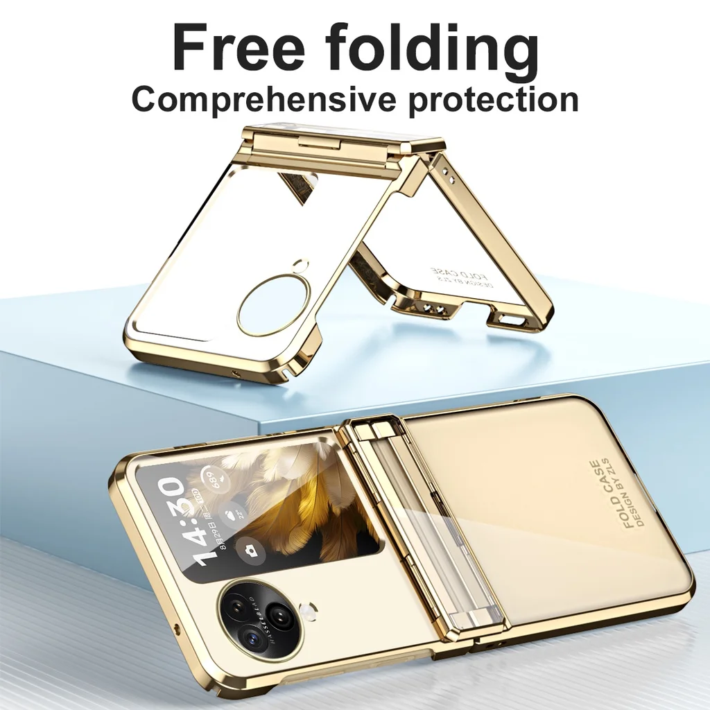 

Для OPPO Find N3 Flip Чехол ясное прозрачное покрытие корпус телефона с гальваническим покрытием чехол защитный жесткий ударопрочный Shell
