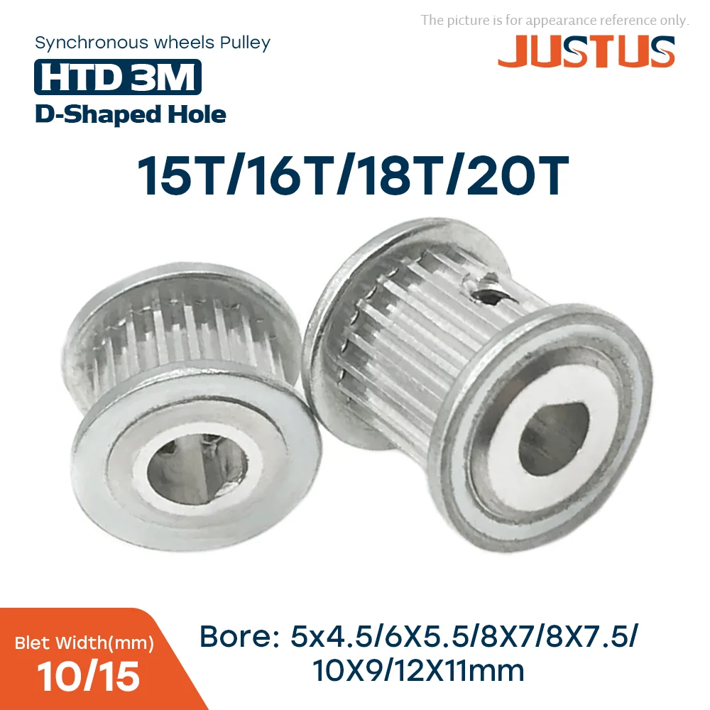 

15T/16T/18T/20 Teeth HTD 3M Timing Pulley AF Type D-hole 5x4.5mm~12x11mm Synchronous Wheel Drive 11/16mm Bandwidth Pitch 3mm