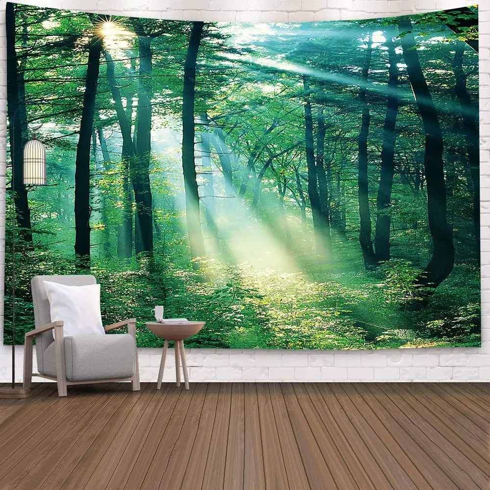 Natural 3D Waterfall Tapestry Beach Towel Landscape Primeval