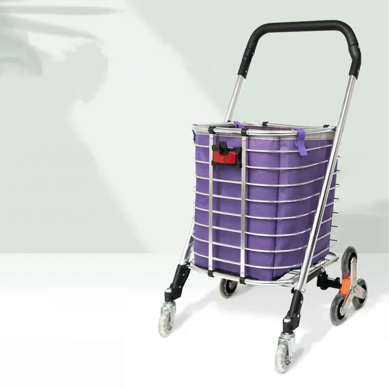 알루미늄 합금 노인 쇼핑 카트, 휴대용 소형 당김 트레일러, 계단 등반, 가정용 접이식 핸드 트롤리
