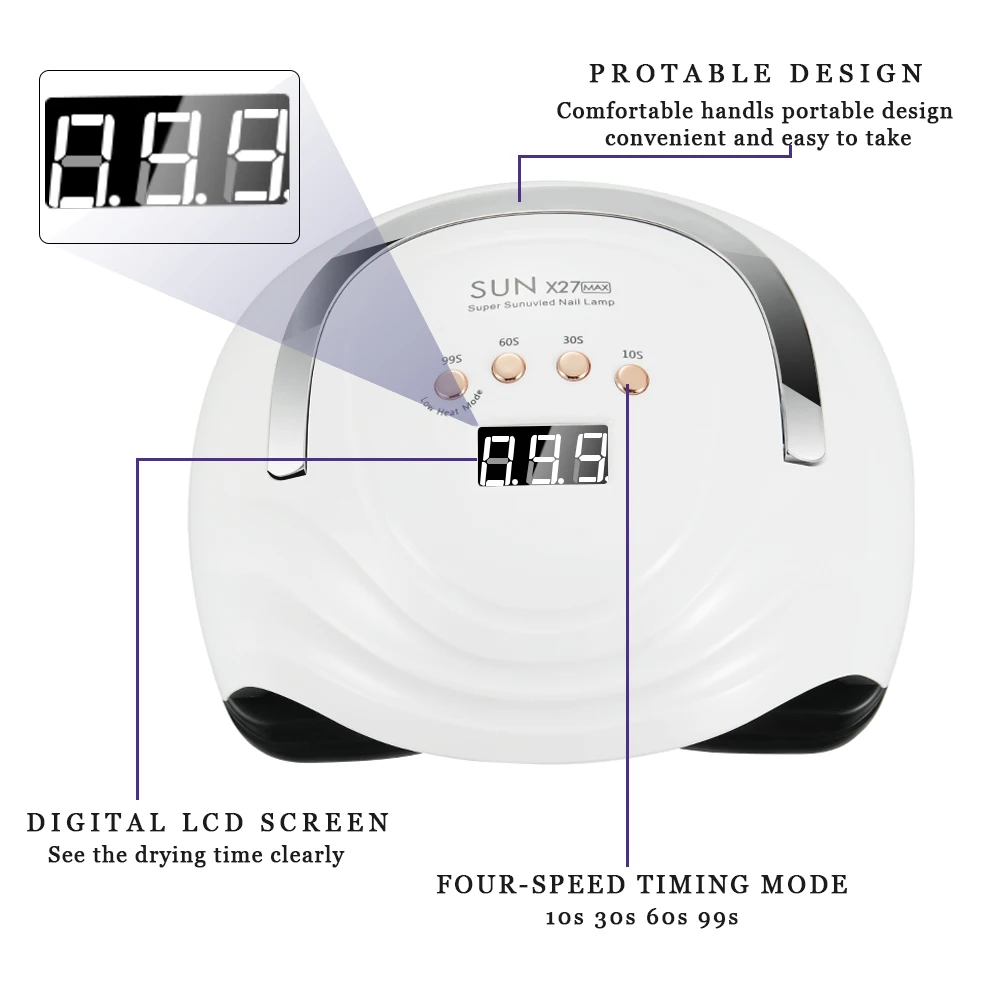 SUN X27 MAX Professional Nail Drying Lamp for Manicure Nails Gel Polish Drying Machine with Auto Sensor UV LED Nail Lamp 3