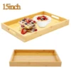 Bamboo Serving Tray with Handle Rectangle Serving Trays Platter  Platter for Breakfast Lunch Dinner Patio Coffee Table BBQ Party 1