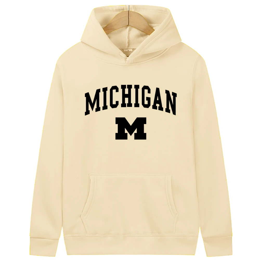thumbnail image 1 of Sudadera con capucha para hombre y mujer, suéter Unisex con estampado de letras de Míchigan, moda informal para estudiantes y parejas, Otoño e Invierno, 1 of 5