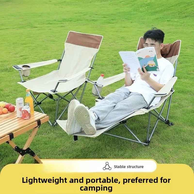Portable Outdoor Collapsible Folding Chair Versatile Office Camping Lunch Breaks Moon Chair Lounge Recliner Beach Chair Compact