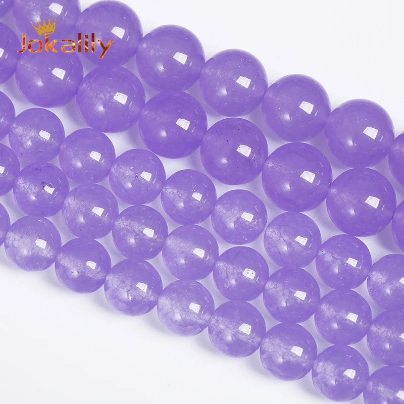 

Natural Lavender Chalcedony Stone Beads For Jewelry Making Round Loose Beads DIY Bracelets Accessories 4 6 8 10 12 14mm 15" Inch