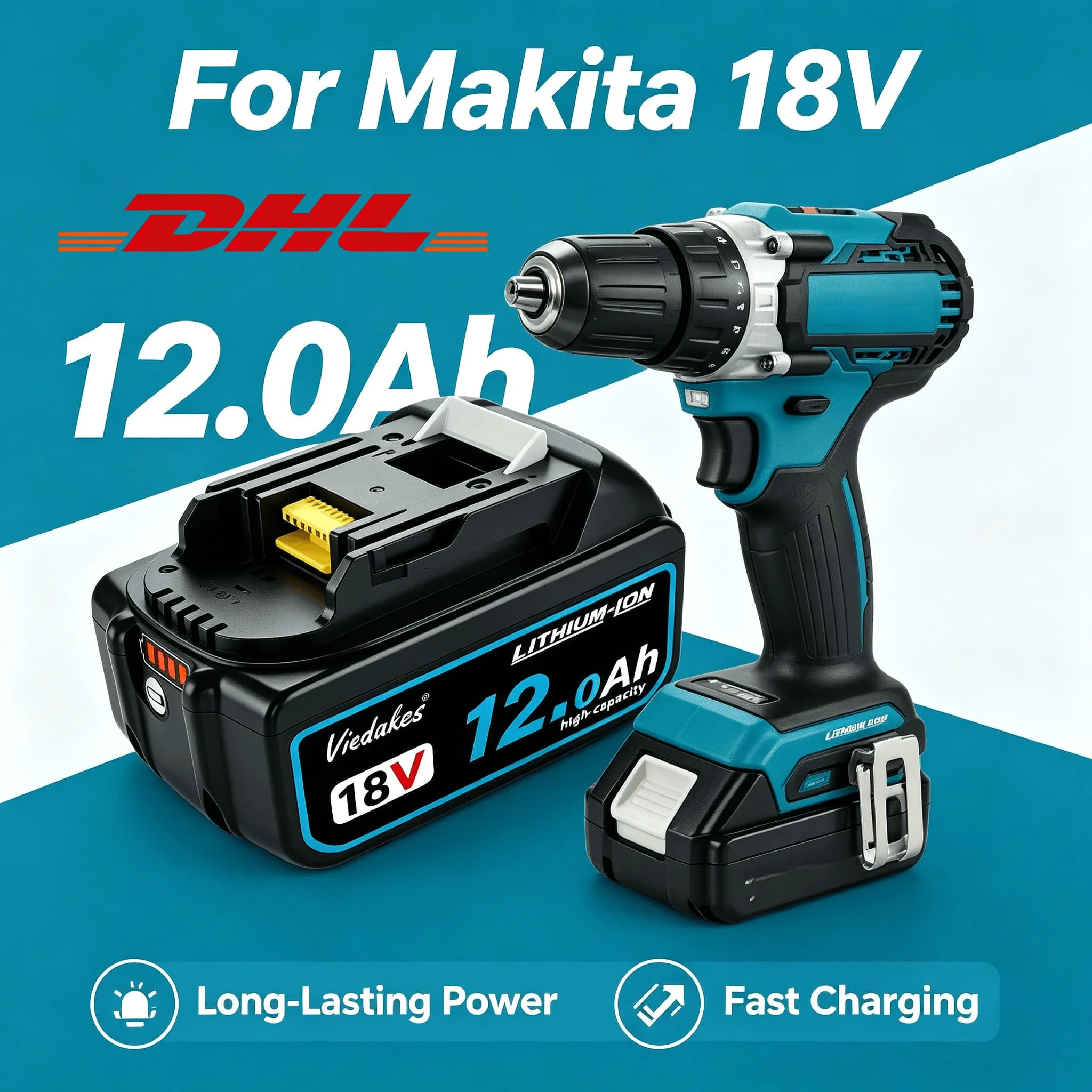 For Makita LXT 18V Battery 12Ah BL1830B BL1840B BL1860B Original Size Battery for Makita Ersatzakku