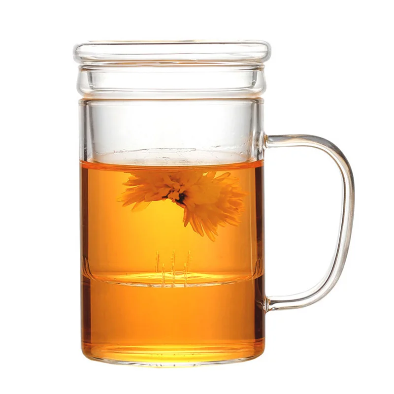 400ML Glass Teacup Tea Infuser Flower Teacups High Temperature Resistance Open Flame Heated Fruit Tea Milk Mug