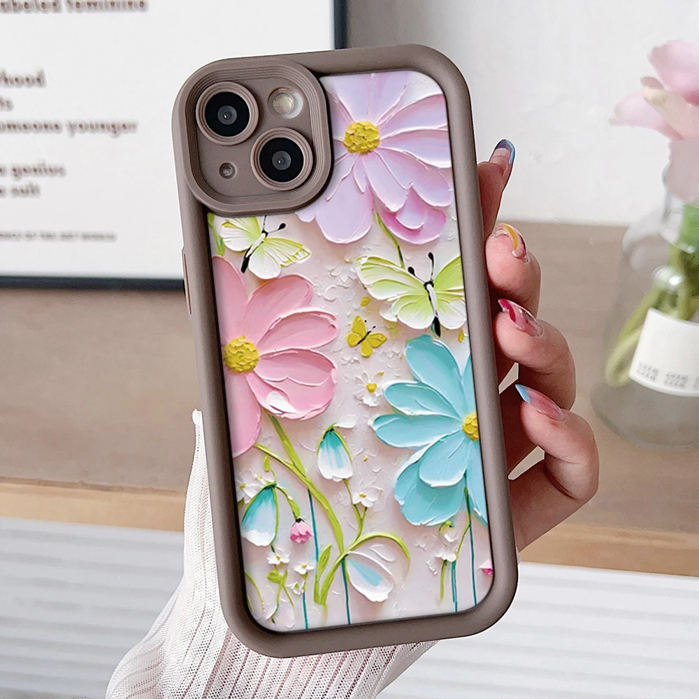 Daisy Flower Wrist Chain Shockproof Case with Lanyard Strap