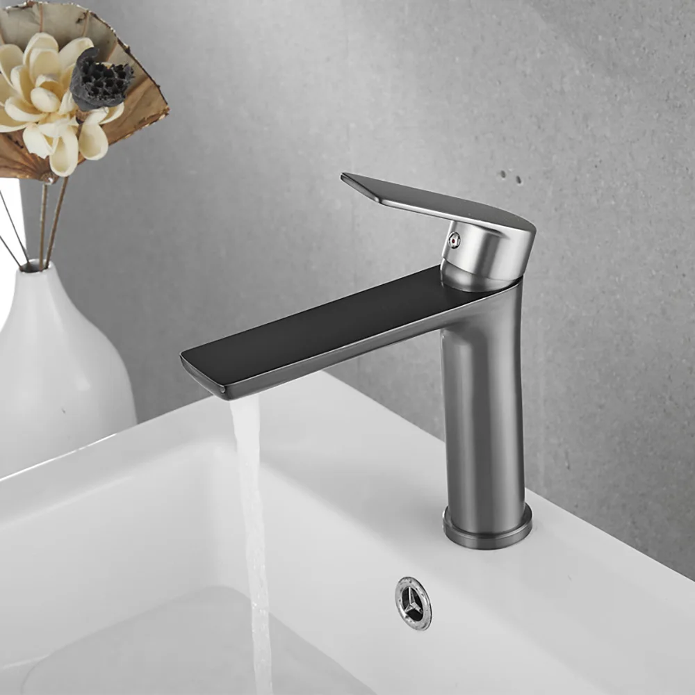 Basin Faucet Bathroom Faucet Stainless Steel Faucet Tianview Countertop Basin Gun Gray Bathroom Head Washbasin Hot and Cold