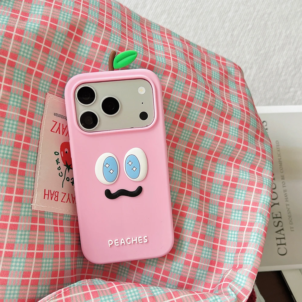 Kawaii 3D Cartoon Honey Peach Shockproof Soft Silicone Phone Case
