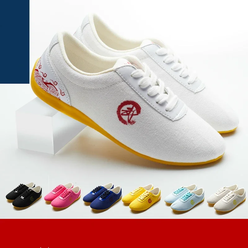 Canvas Breathable Tai Chi Shoes Free Flexible Wushu Shoes Martial Arts Sneaker Sports Training Footwear Seven Colors Size 26-46