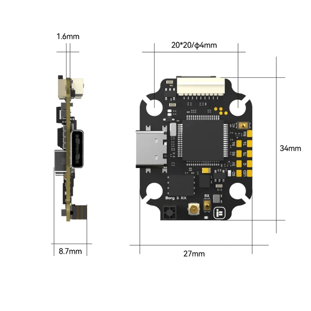 iFlight Borg 5S RX Stack with Borg 5S RX FC Flight Controller / Borg 60RS ESC for FPV Racing Parts 6