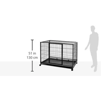 Portable Heavy Duty Stackable Dog Pet Kennel with Tray, Black, 48.2