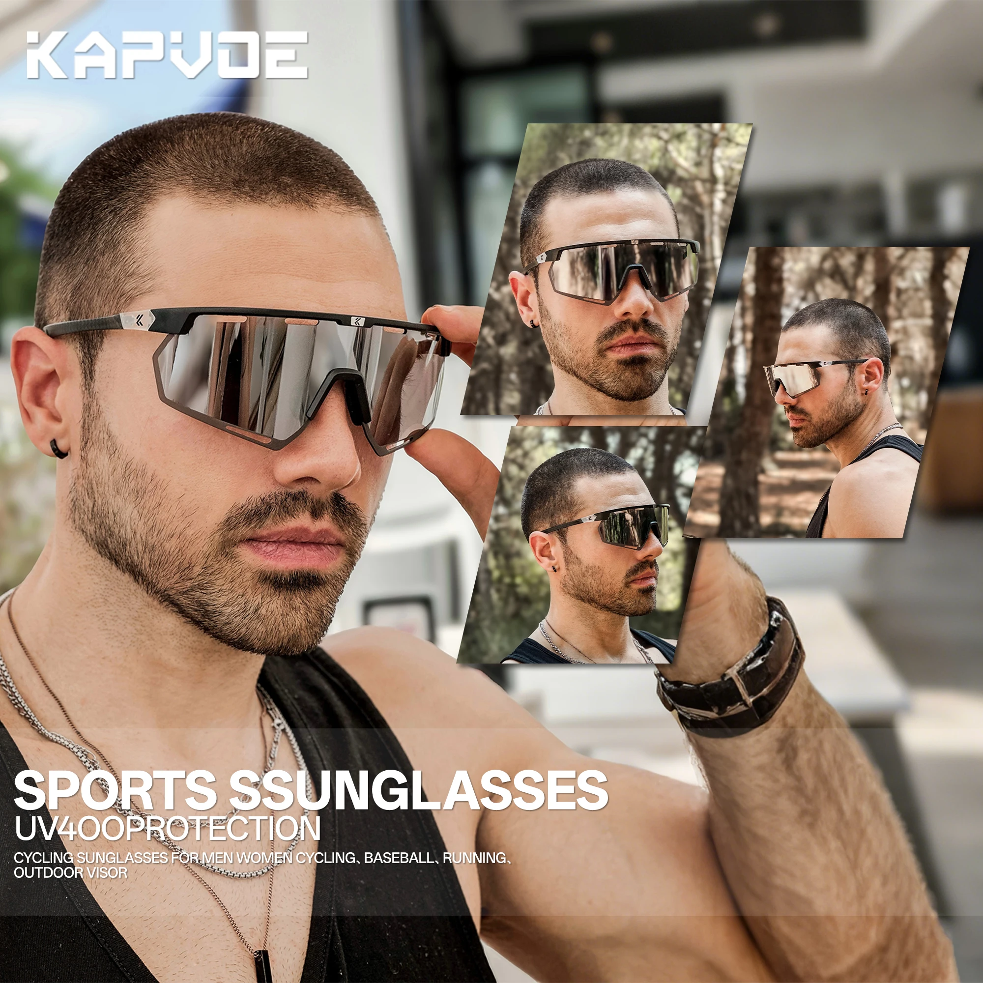 Kapvoe Carbon Fiber Hiking Eyewear Sunglasses for Men Lightweight Photochromic Cycling Glasses UV400 MTB Bike Bicycle Sports