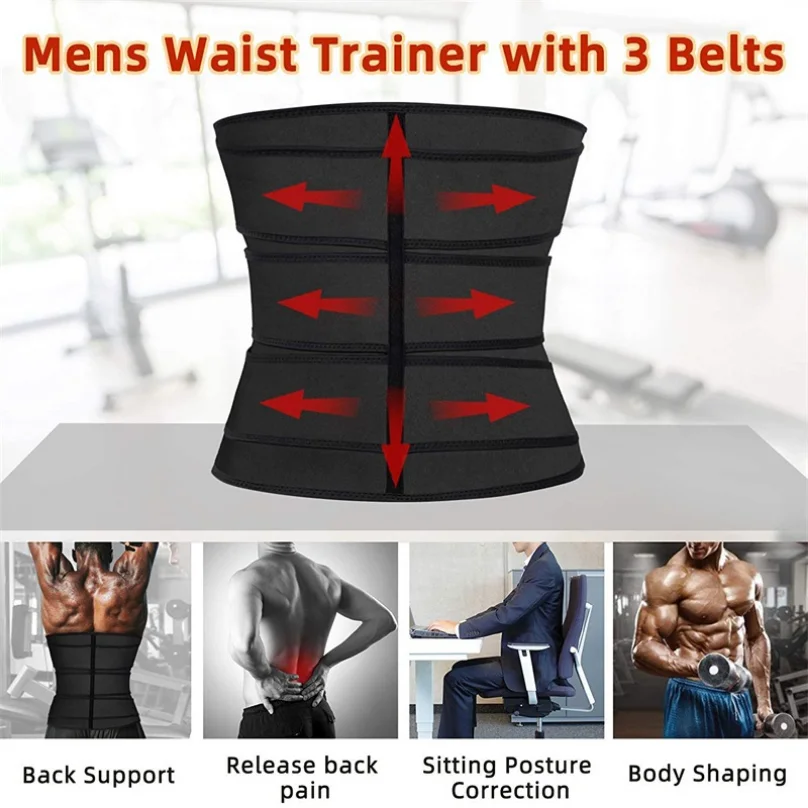 

Sauna Suit Mens Waist Corset Slimming Trimmer Belt belly Fat burner chest Abdominal binder Sweating Reductive girdle Body Shaper