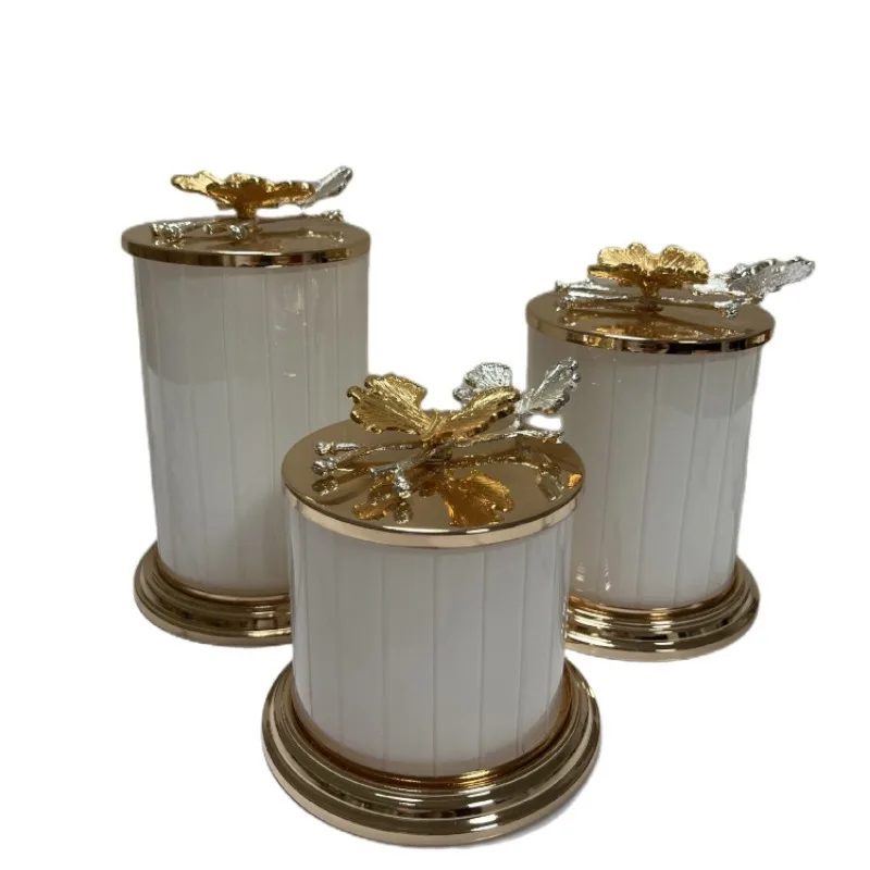 Creative Metal Butterfly Storage Jar Jewelry Cotton Swab Box Home Scented Candle Jar Nut Candy Box Crafts Home Decoration Modern 5