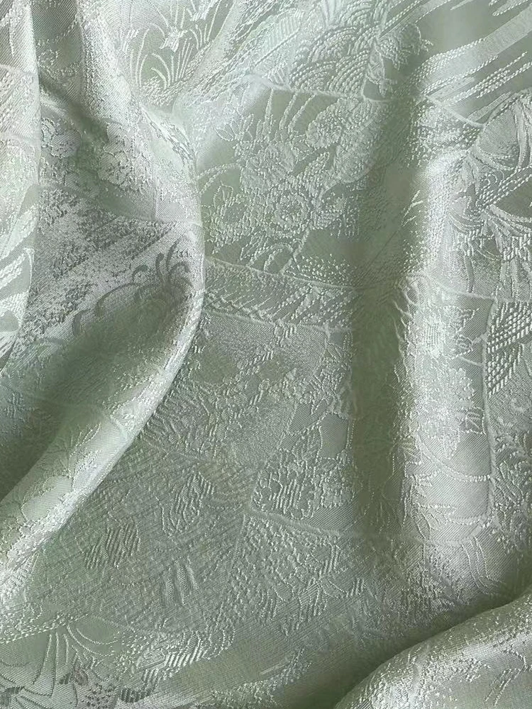 

Real Silk Guanle Crepe Embossed Jacquard Fabric Orchid Pattern Cheongsam Hanfu Clothing Cloth