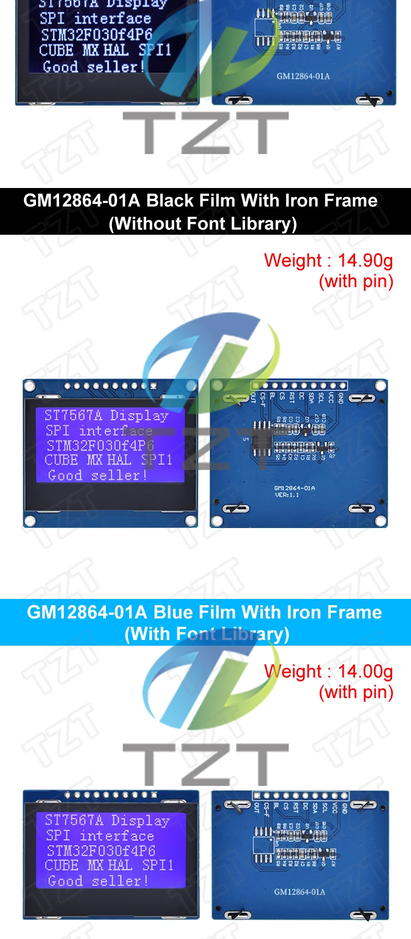 GM12864-01A SPI LCD Display Modul 128X64 SPI ST7567A COG Grafik Bildschirm Board LCM Panel 128x64 Dot Matrix Bildschirm für Arduino – Detail 8
