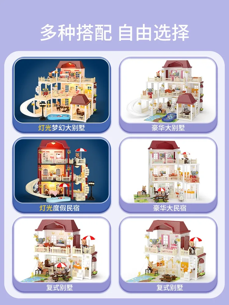 Dollhouse accessories and furniture Miniature Kit Pretend Toys For Kids Forest Family Simulation House Christmas Gift 6