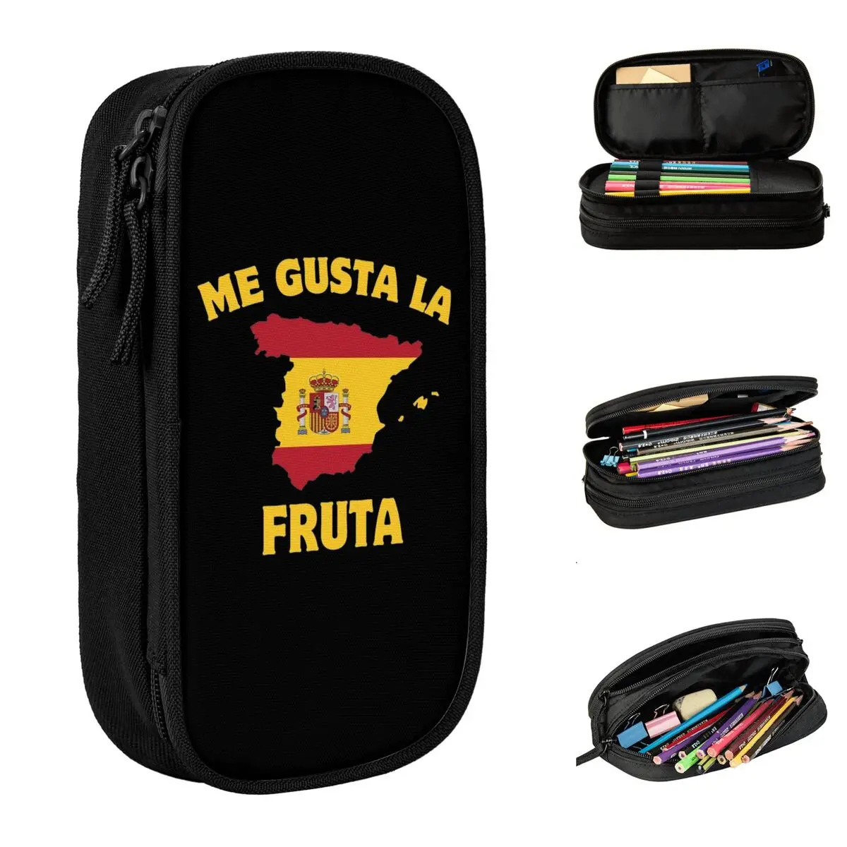 

Me Gusta La Fruta Pen Box Double Layer Large Capacity Office Accessories Espana Politica Graciosa Pencilcase Gift