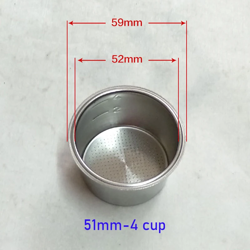 51mm Non-Pressurized Espresso Filter Basket - 4 Cup, Stainless Steel, Fits DeLonghi/Breville